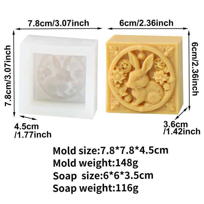 3D Relief Flower Rabbit Silicone Soap Mold DIY Easter Bunny Resin Plaster Making Animal Chocolate Cake Mould Gift Home Decor