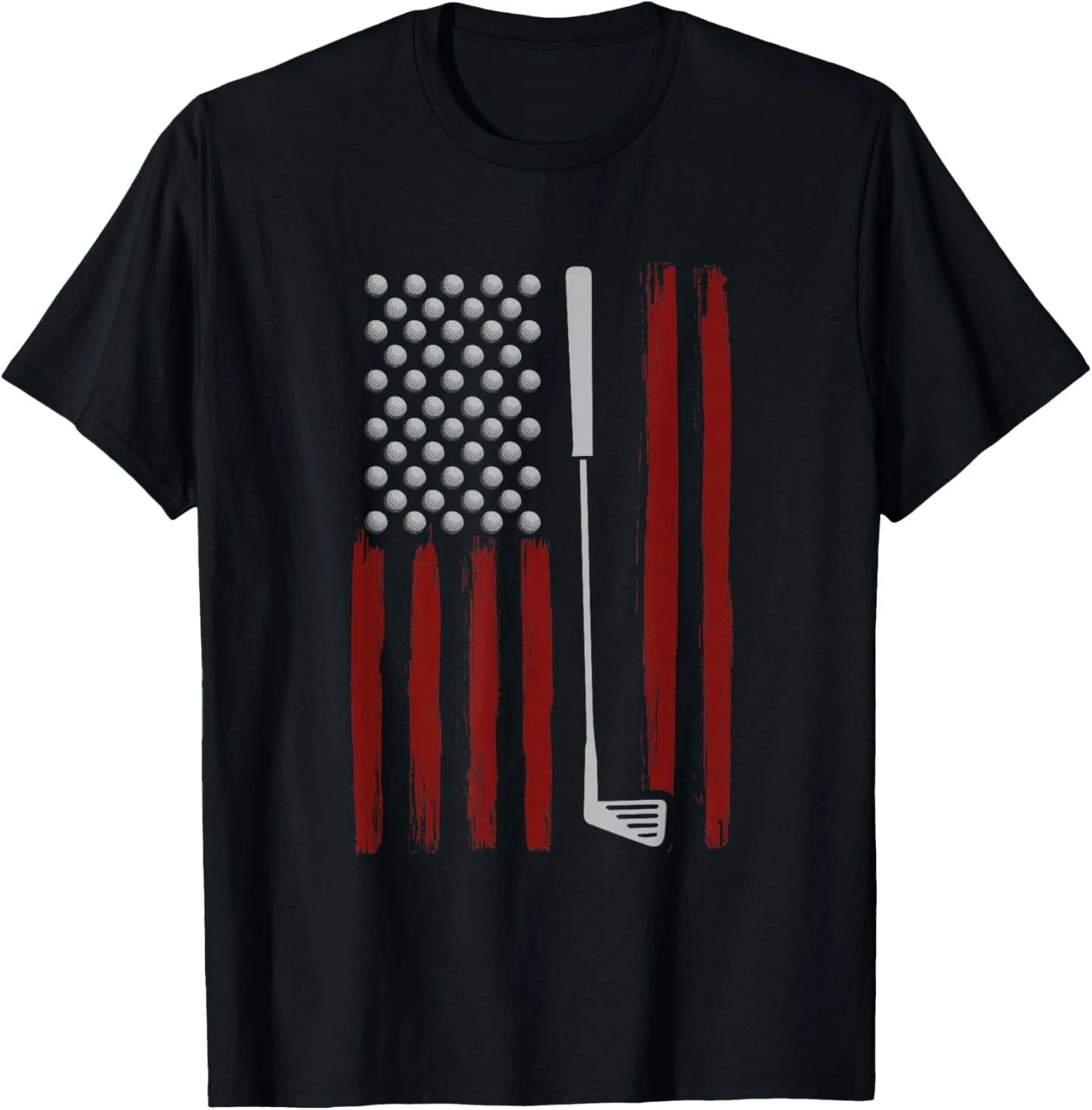 

Retro American Flag Golf Golfer Funny Golf Club Golfing Gift Unisex T-Shirt 3XL