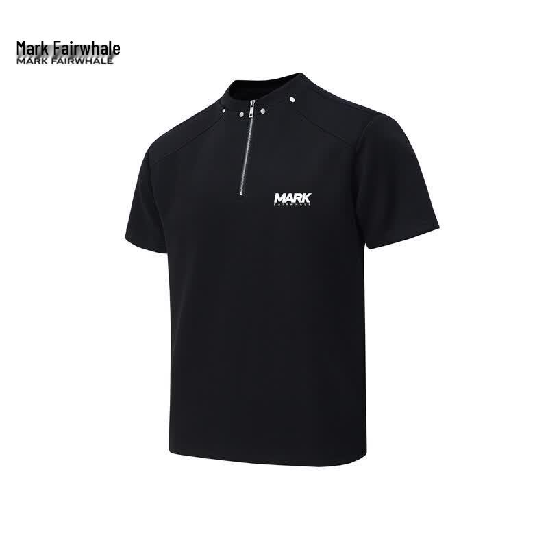 

MARK FAIRWHALE Men s Half-Zip Rivet Short Sleeve T-Shirt XL