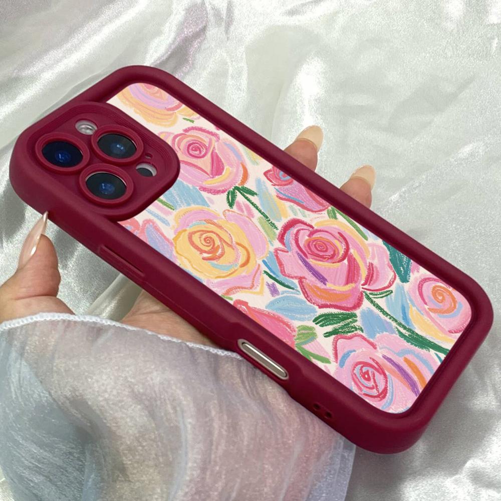 JT465 Rose Black And White for iPhone 17 16 15 14 13 Pro Max Samsung S26 S25 Ultra A17 A07 A56 A16 Xiaomi 15T Redmi 15c 14C Soft Case