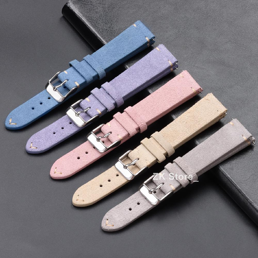 Genuine Suede Leather Watch Strap Quick Release Vintage Watchband 14/16/18mm 20mm 22mm Bracelet for Men Wrist Bands Accessories