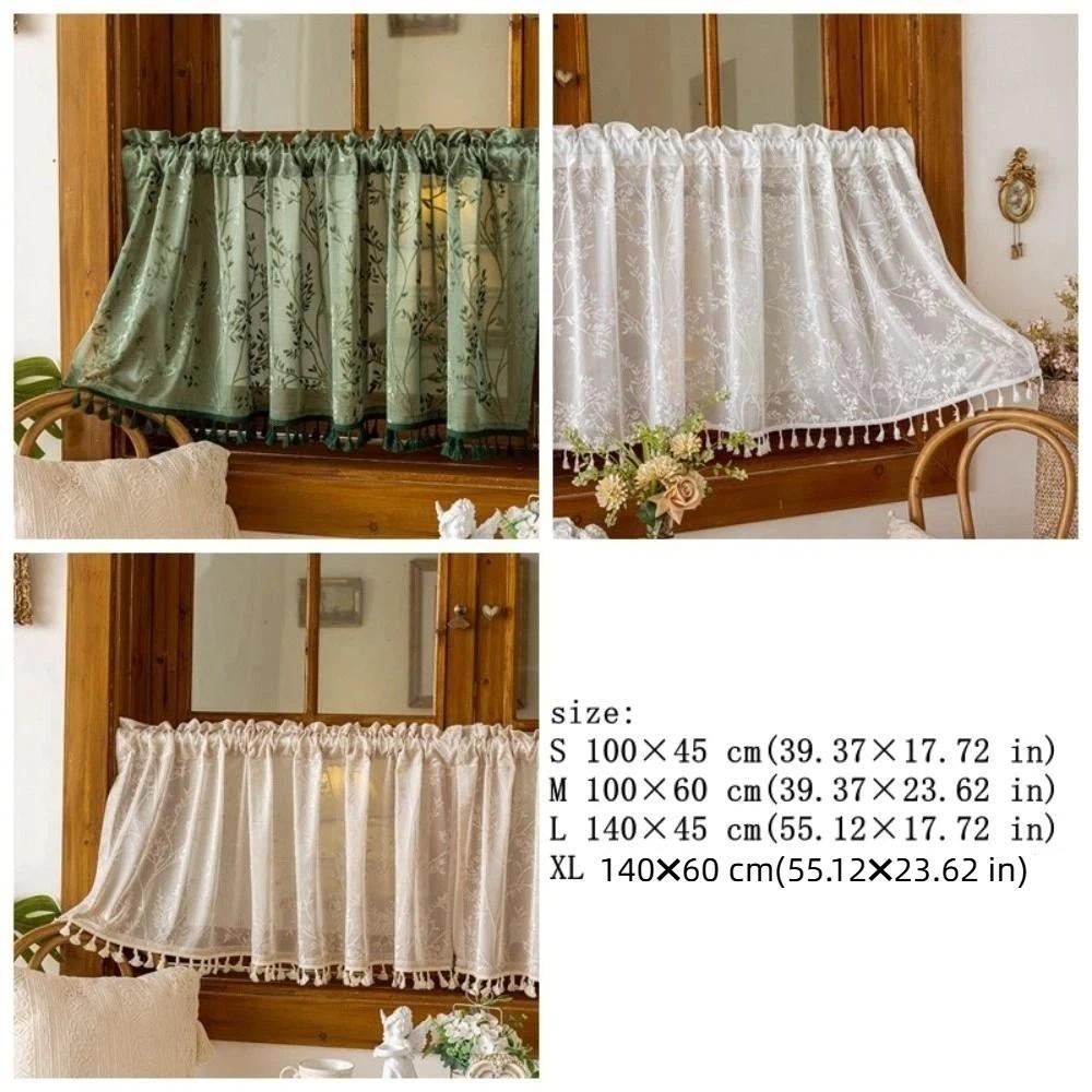 Pastoral Style Tulle Kitchen Curtain Sheer Voile Window Drapes Room Partition Curtain Living Room