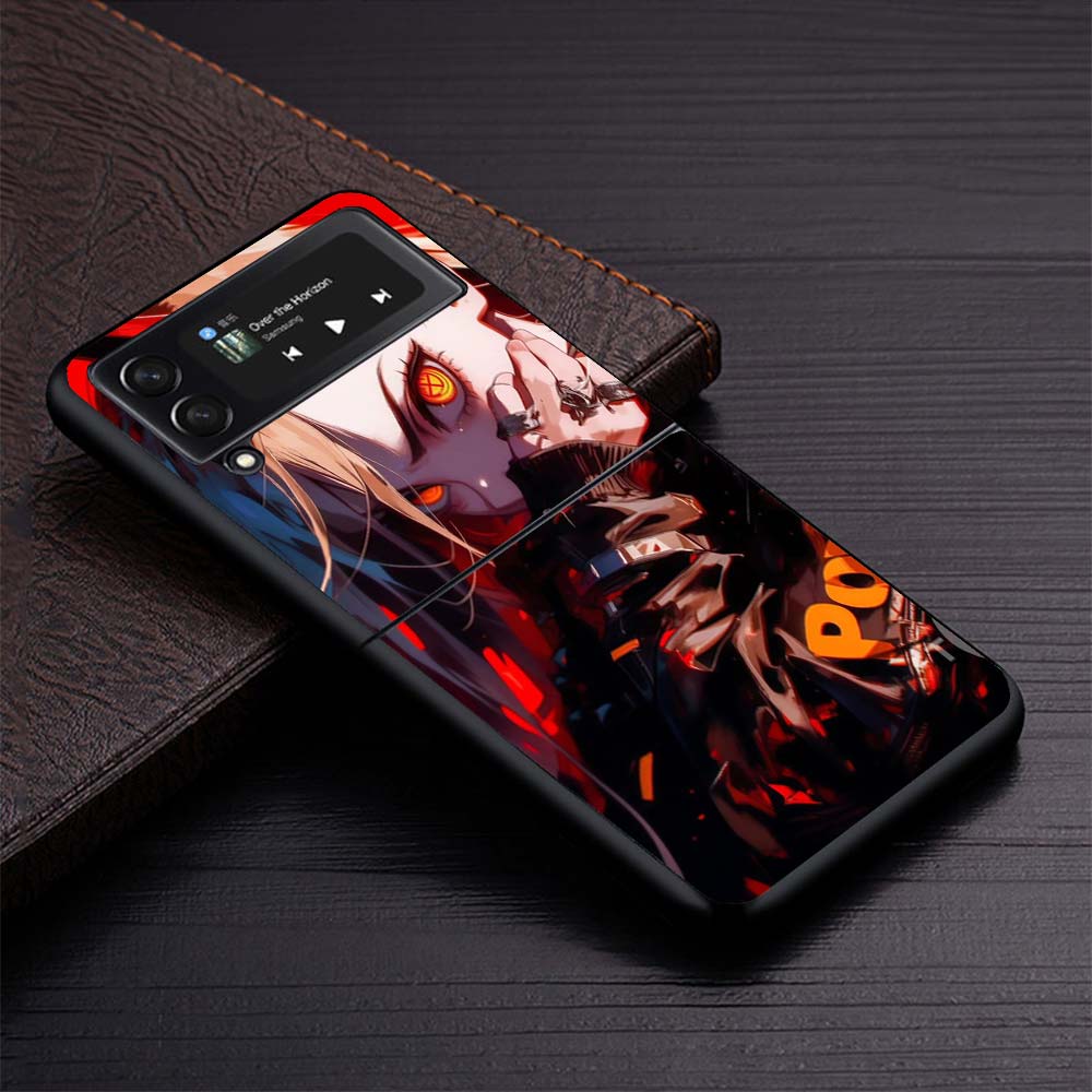 C-Chainsaw Mans Power Phone Case For Samsung Galaxy Z Flip3 Flip4 Flip5 Flip6 Flip7 For Z Flip 7 6 5 4 3 5G Hard Folding Cover G