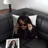 A-Aaliyah Sänger Kissenbezug Natürlicher Leinen Bio-Stoff Beidseitiger Druck Sofa Heimdekoration Geschenk Kissenhülle
