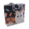 Embroidery Cute Cat Cloth Bag Canvas Animal Shoulder Bag Ethnic Style Handbag  Grocery Handbags