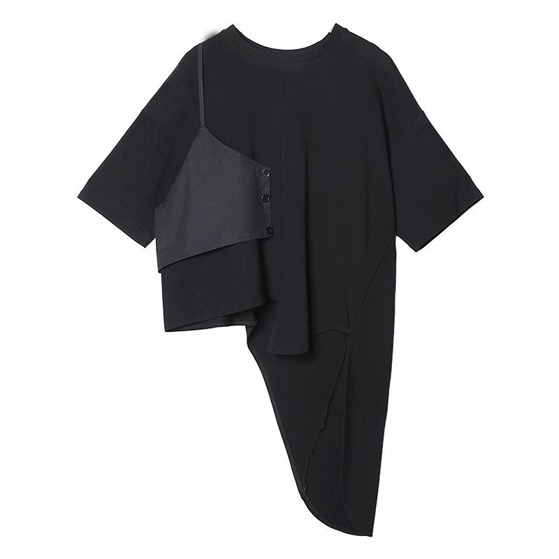 

Женский комплект из двух частей в японском темном стиле: Топ с нерегулярным коротким рукавом и плиссированная миди-юбка. L (110-130 lbs)