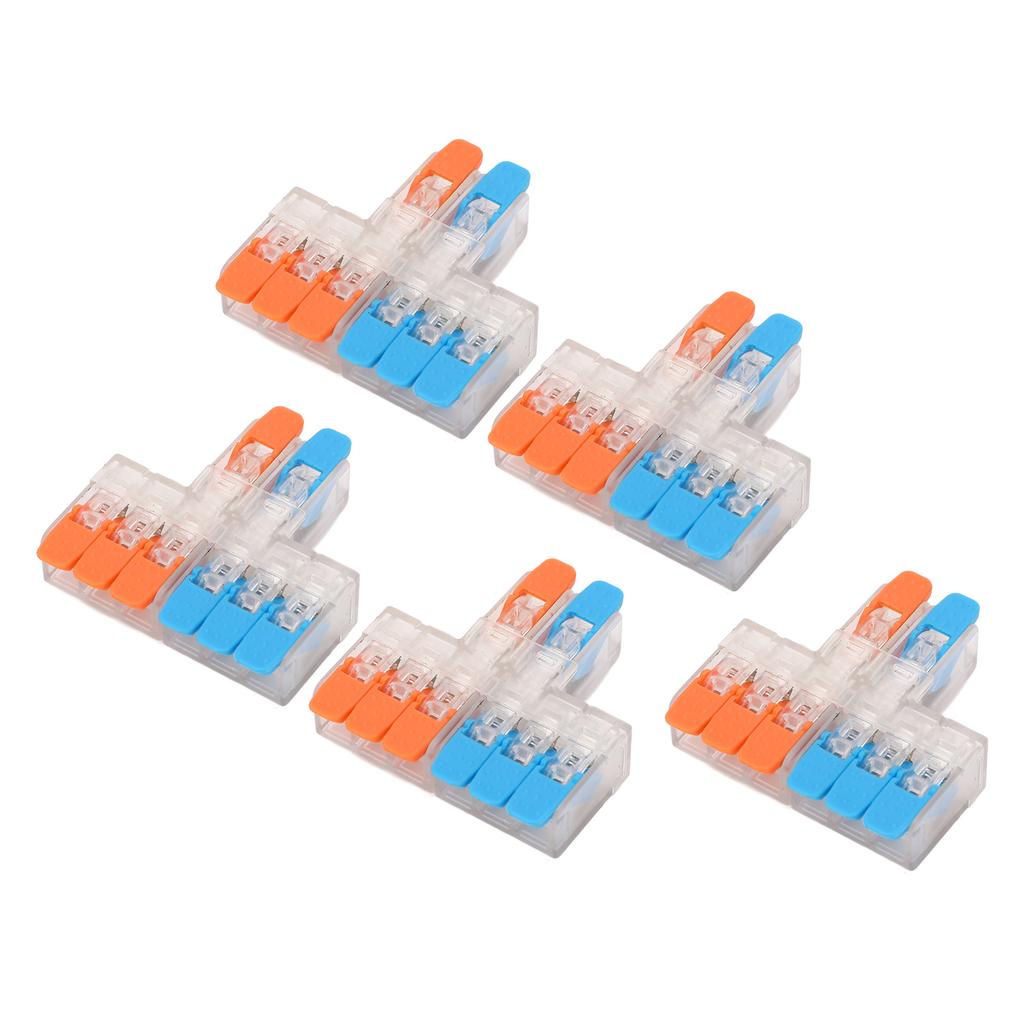 5Pcs 2 in 6 Out Wire Connector Copper Contact 0.5 to 6mm² Conductor Connector for Motor Machinery 41A 450V