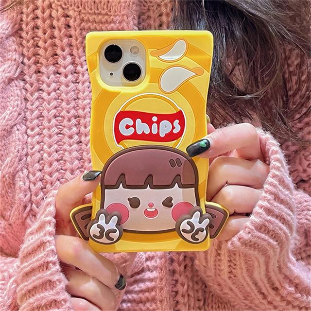 

Корейский милый 3d забавный чехол для картофельных чипсов для Iphone 14 13 12 11 Pro Max прекрасный мультяшный силиконовый противоударный мягкий чехол Funda For iPhone 13