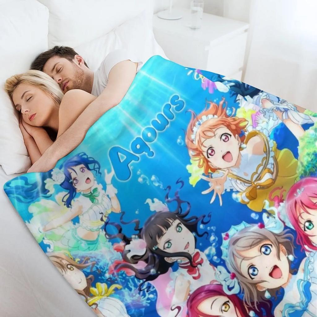 Kocham życie! Światło słoneczne!! - Koi ni Naritai AQUARIUM Koc do Rzucania Wielofunkcyjny Uroczy Kraciasty Koc na Plażę Sofę