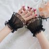 Stretchy Photography Props Cuff Sleeves With Artificial Pearls Lace Flower Faux Sleeves For Women Teens Daily Wear