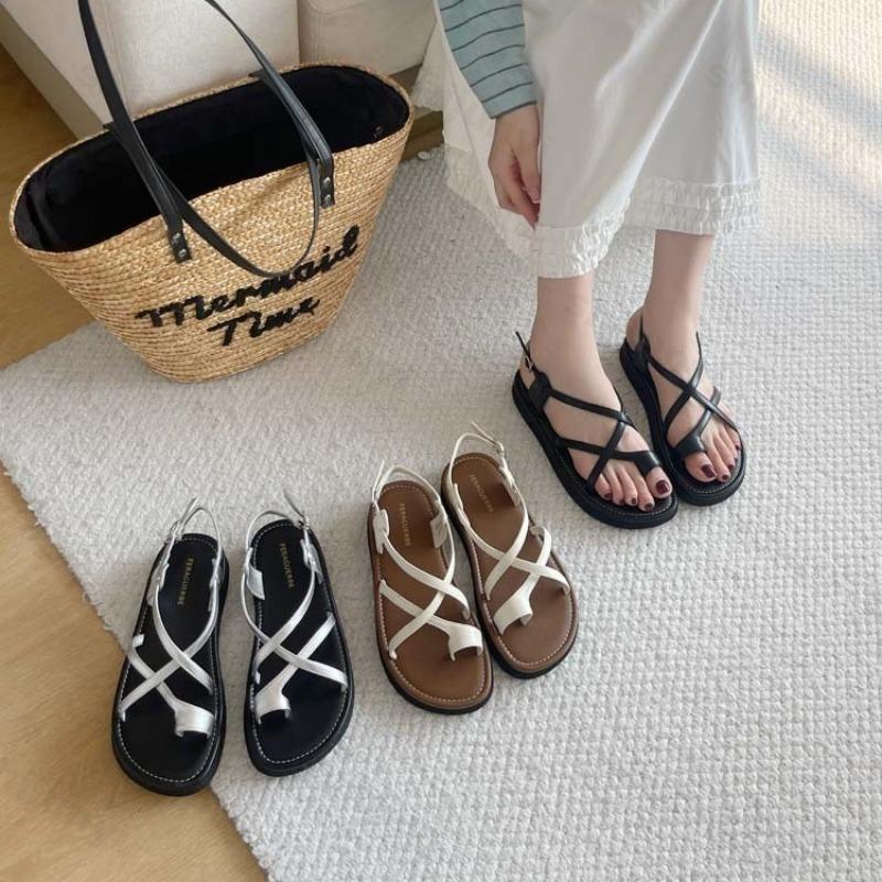Fashion 2025 Summer New Roman Style Open Toe Cross Strap Casual Sandals for Women Comfortable Versatile Outdoor Beach Fashion Cool Shoes