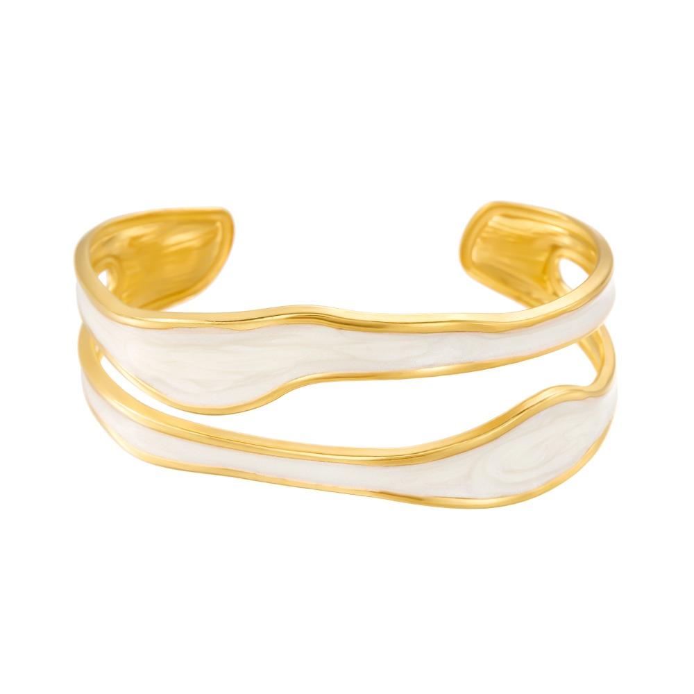 Stainless Steel Irregular Shape Bangle Geometric Women s Hand Bracelet Vintage Open Bracelet  Girls белый