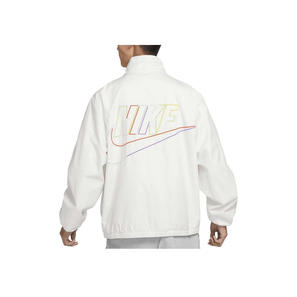 Nike Letter Logo Print Stand Collar Sport Casual Jacket Men Jackets White DX0673-030