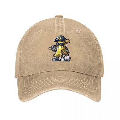 Banana Playing Baseball Fruit Lover Baseball Cap Vintage Distressed Washed Cap Unisex Outdoor Workouts Hats