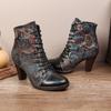 Johnature Bokacsizma Női cipő Valódi bőr etnikai stílusú hegyes orrú, kézzel készített divatos magassarkú modern csizma