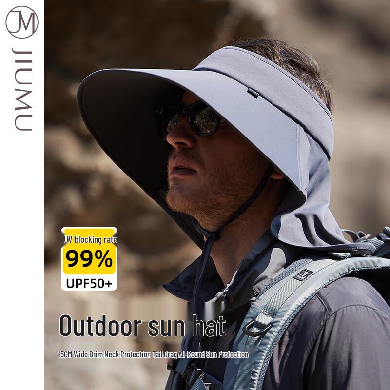 JIUMU Men s Open-Top Sun Protection Hat with Neck Guard