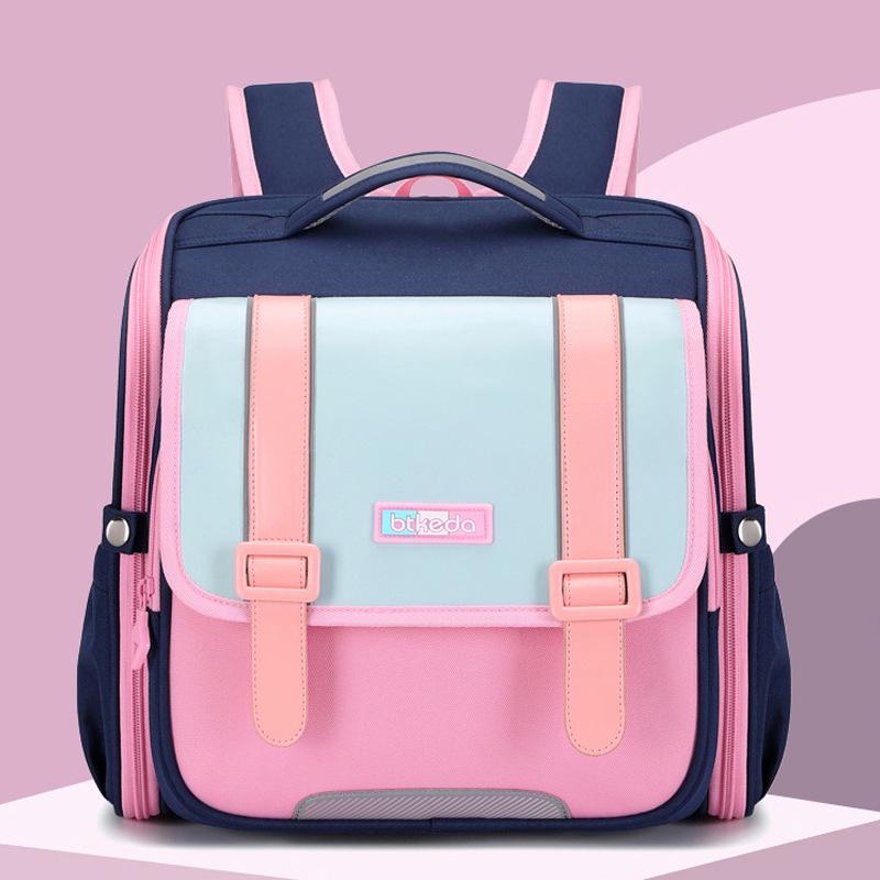 British-Style Lightweight Backpack for Elementary Students: 1-4 Grades, Spine Protection, Large Capacity