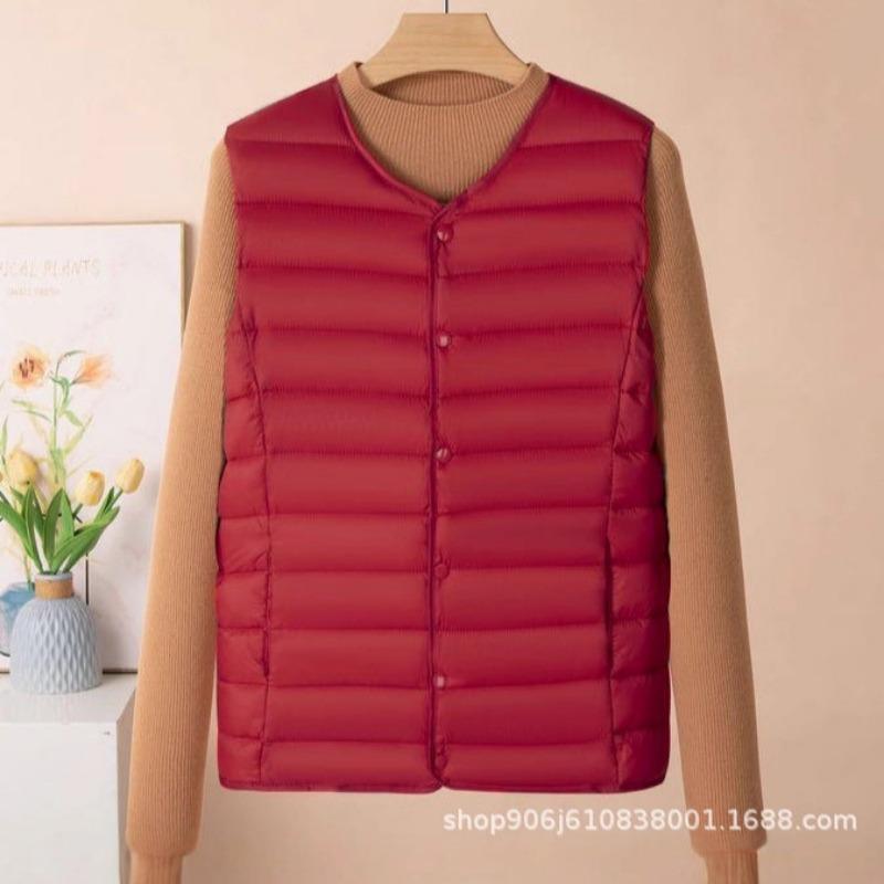 New light down cotton vest women's autumn and winter collarless liner short women's vest large size vest jacket