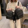 Retro Leather Backpack All-match Satchel Rivet Studded School Bag for Shopping