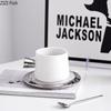 Minimalism Silver Ceramic Mug Cup&saucer Dining Table Coffee Cup Milk Tea Mugs Afternoon Tea Teacup Fruit Juice Container
