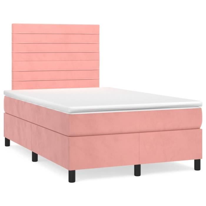3143078 vidaXL Divan-lit À Sommier Tapissier Avec Matelas Rose 120x200 Cm Velours