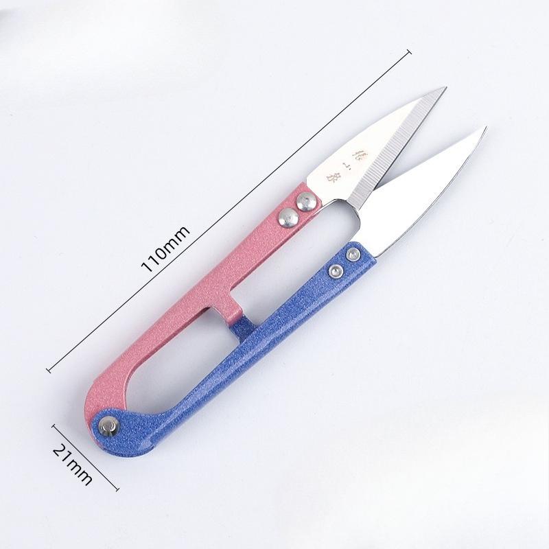Ножницы для шитья, маленькие ножницы для обрезки торчащих ниток, маленькие U-образные пружинные ножницы, двухцветные ножницы, большие ножницы для шитья. Two-color small