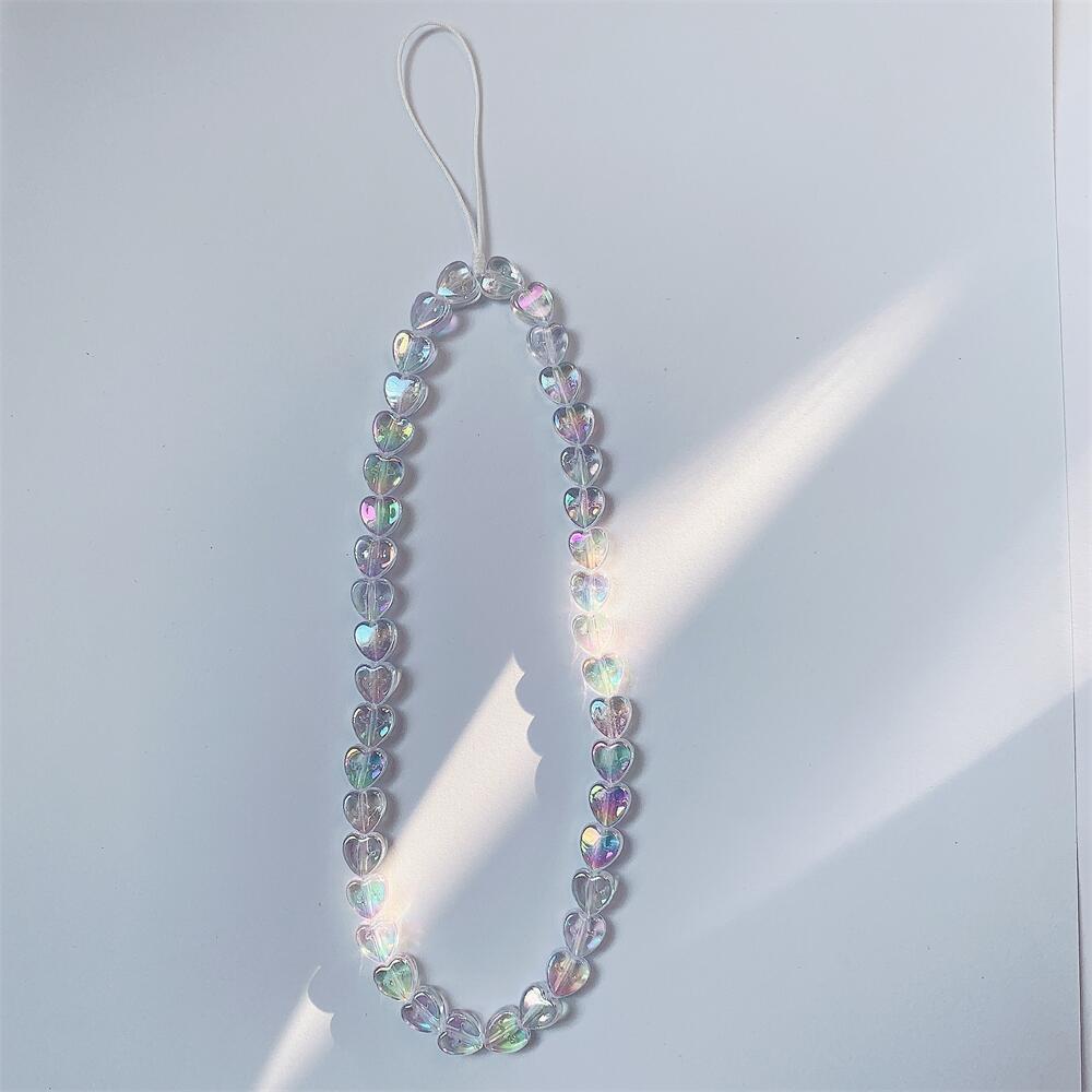 Bracelet de perles d'amour pour femmes, petit nœud en cristal frais, fleurs, amour, chaîne de téléphone portable, anti-chute, accessoires de coque de téléphone portable, DIY