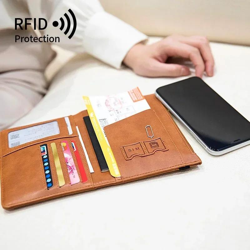 RFID ANTI Blocking Cienkie Etui na Paszport Portfel Podróżny dla Mężczyzn Kobiet Wielofunkcyjny Uchwyt na Dowód Osobisty Kartę Bankową Akcesoria