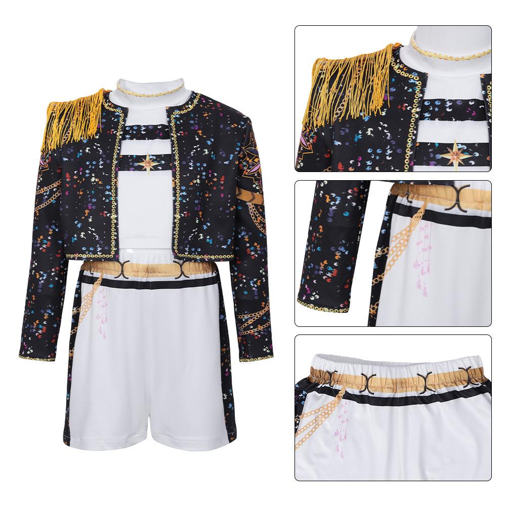 Copii Fete Demon Cântăreți Vedetă POP Rumi Imprimeu Ciucure Halloween Cosplay Costum Copii Carnaval Petrecere Joc de Rol Costum