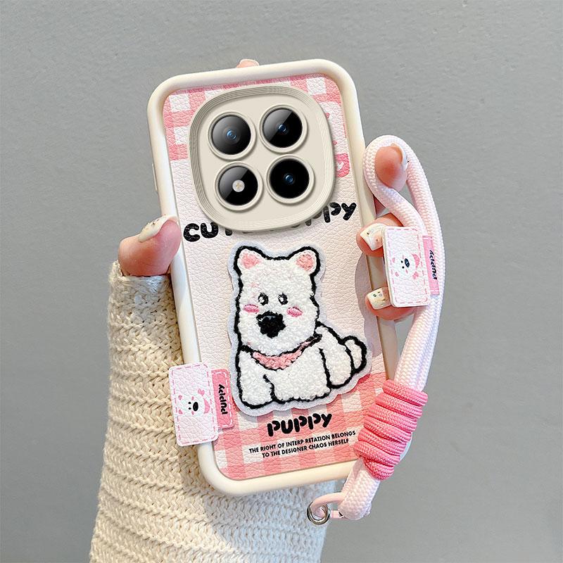 KEYSION Cartoon Cute Plush Embroidery Case for Redmi Note 15 Pro 5G 15 4G with Lanyard Silicone Shockproof Phone Cover for Xiaomi POCO M8 5G