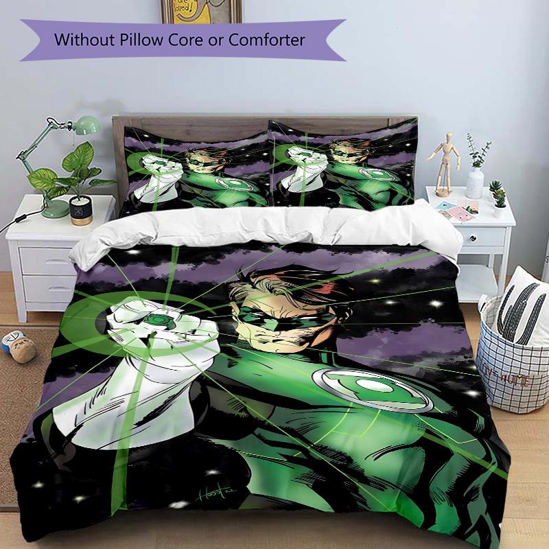 3pcs Green Lantern Cover Set,Soft Comfortable Duvet Cover,Guest Room (1*Duvet Cover + 2*Pillowcases, Without Core) yy251024113