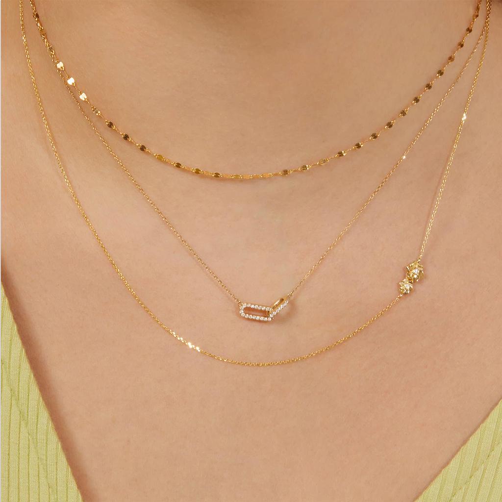 Gold Color Shiny Rhinestone Double Circle Pendant Necklace For Women Girl Clavicle Choker Fashion Jewelry Gift Party Femme