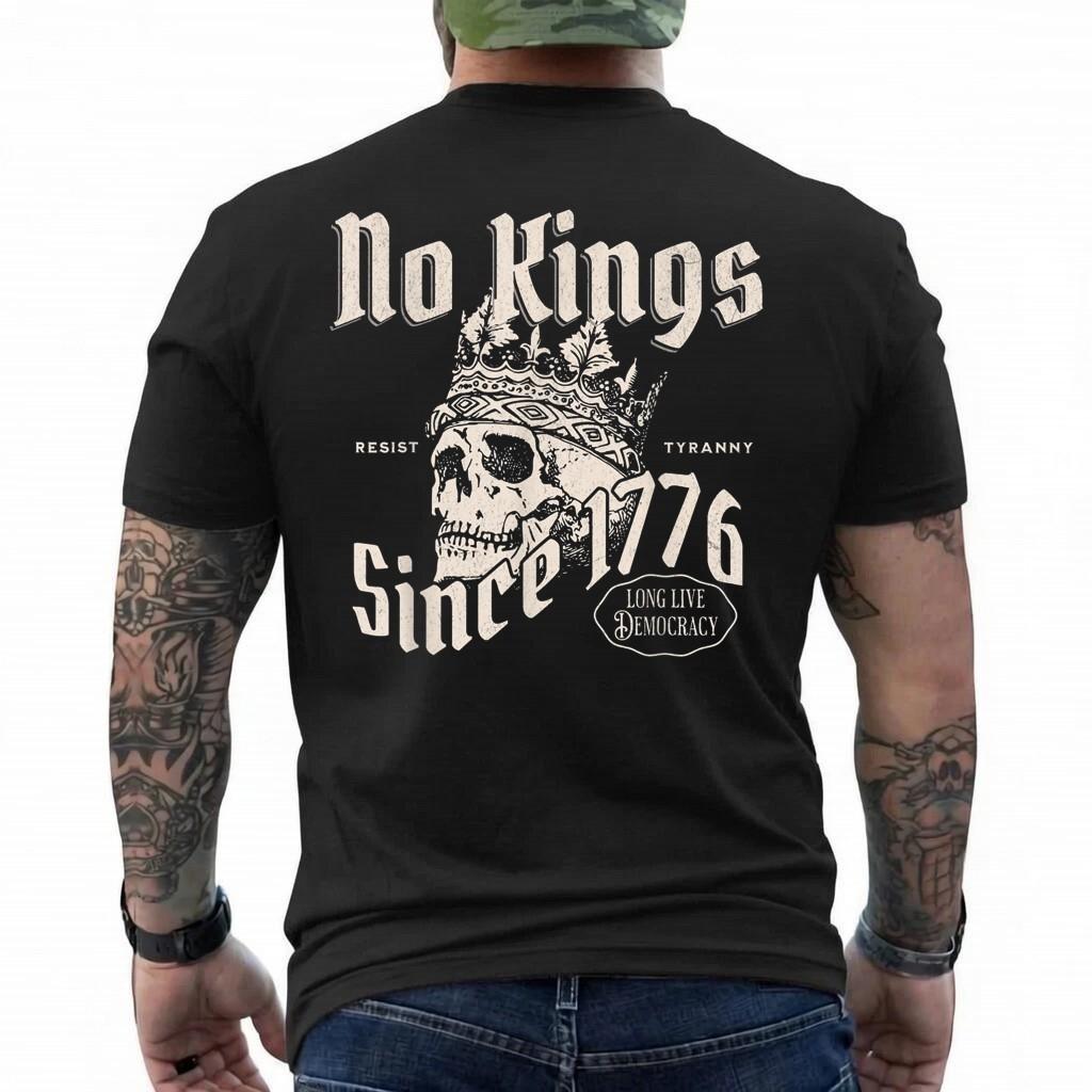 No Kings In America Since 1776 Patriotic 4th Of July Skull T-Shirt S