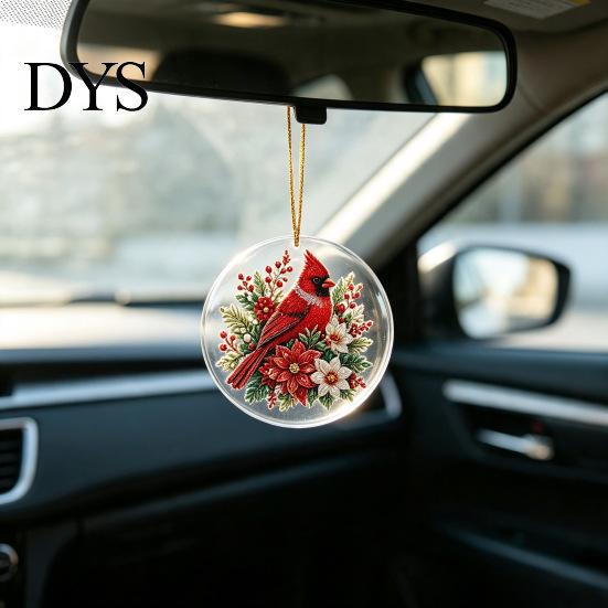 Decorative Xmas Tree Baubles Christmas Acrylic Hanging Ornament, Double Side Printed Santa Pendant for Window, Holiday Ornaments 2D Flat Festive Decor