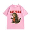Catzilla Funny Cat Meme Graphic T Shirts Harajuku Japanese Style Short Sleeve T-shirts Fashion Cartoon Oversized T-shirt Unisex