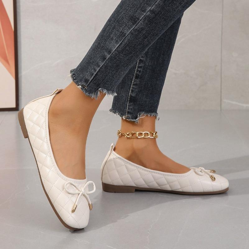 Fashion 2025 High Quality Hot Sale Women's Flats Outdoor Bow Tie Slip On Soft Bottom Sewing Flats Plus Size Casual Daily Walking Shoes