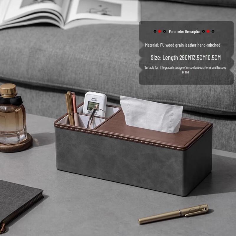 Moshen Business Grey Leather Tissue Box (3-Pack)