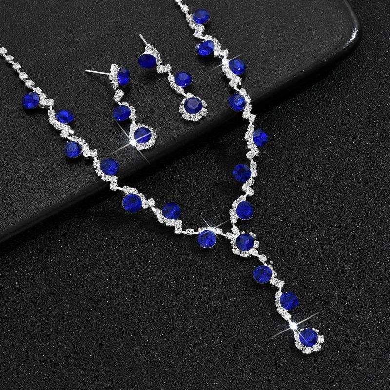 Crystal Rhinestone Necklace Earrings Bracelet Ring Jewelry Wedding Accessories Versatile Bride