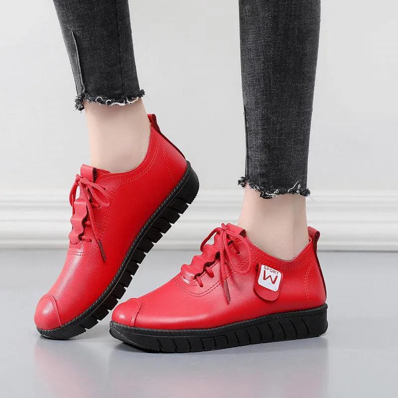 Kvinner Leiligheter Mote Kvinner Skinnsko Plus Size Damesko Uformell Slip On Nurse Dame Loafers