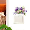 Watercolor Tulip Flower Switch Sticker, Removable Floral Wall Decal for Light Switch, Outlets, Ledge, Bedroom, Living Room, Classroom Decor