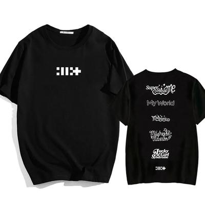 2024 Neues ILLIT Kpop Band T-Shirt Super Real Me Buchstabenaufdruck T-Shirt Hip Hop Streetwear Sommer Damen T-Shirt Baumwolle Bequem