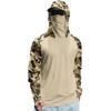 Long Sleeve Hooded Shirt for Men Lightweight Pullover with Camouflage Print Raglan Sleeves Outdoor Apparel