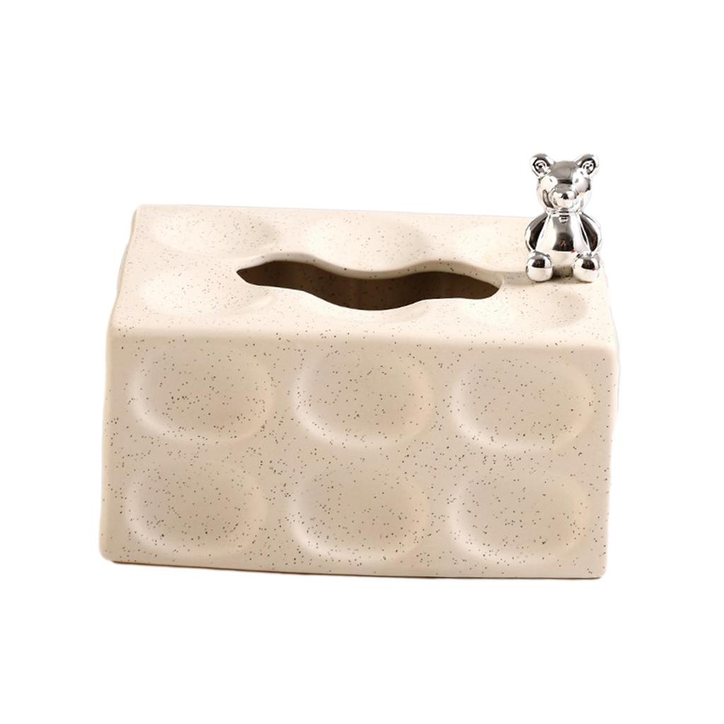 Ceramic Tissue Box Holder Dispenser for Car Bathroom Countertop Vanity