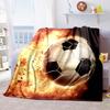 3DPersonalized Football (Soccer) Blanket Custom Name Flannel Throw Soft Warm for Bed, Sofa, Travel Gift for Fans All-Season Use