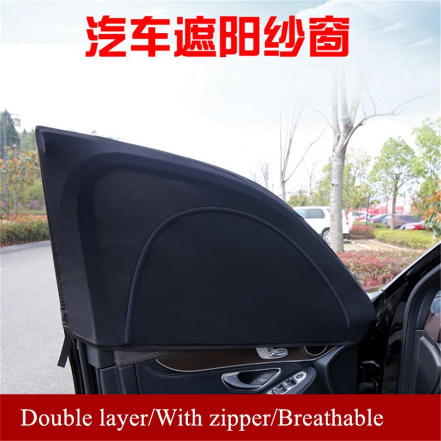 2x Universelle Auto Frontseitenfenster Sonnenschutzabdeckungen UV-Schutz Netzvorhang Schwarz