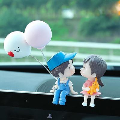 Creativity Car Accessories Cute Cartoon Couples Action Figure Figurines Balloon Ornament Auto Interior