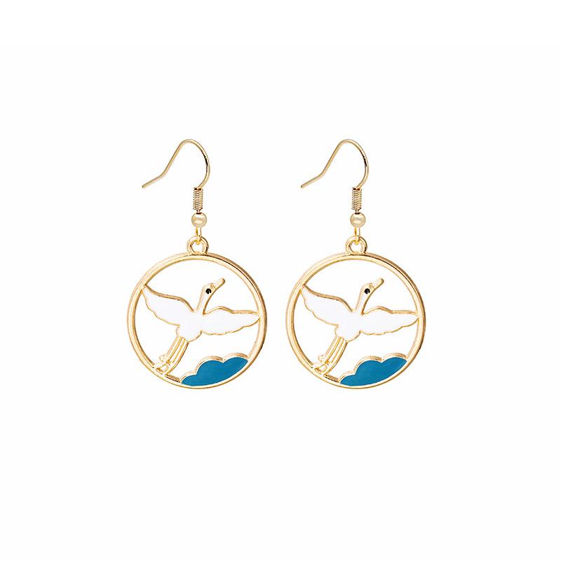 Fun Cartoon Asymmetrical Oil Drop Earrings, Guochao Panda Animal Fruit Earrings, Cute Mushroom Leaf Earrings