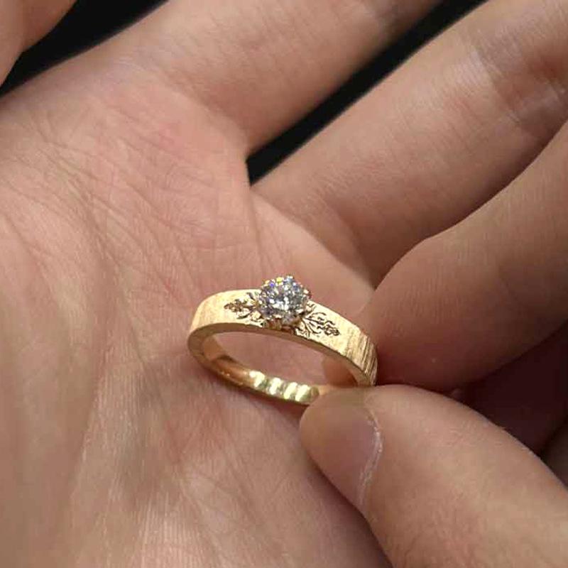 Xiaohongshu Exquisite Carved Flower Rhinestone Ring - 2025 New Bohemian Style for Women Adjustable