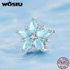 WOSTU 925 Sterling Silver Snowflake Butterfly Charms Blue Crystal Crown Beads Fit DIY Bracelet Necklace Gift Winter Ice Kingdom