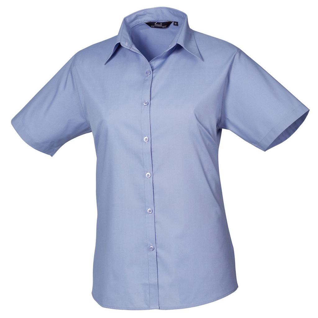 Premier Womens/Ladies Poplin Short-Sleeved Blouse